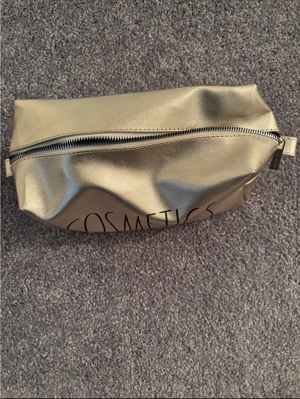 NWOT Gold 'Cosmetics' Makeup Pouch